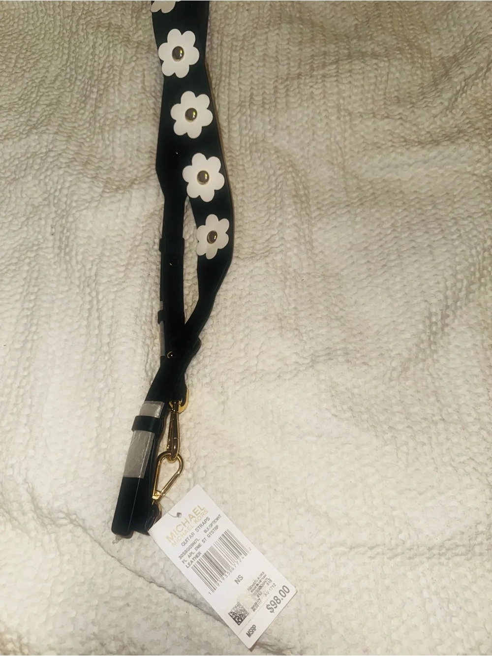 Michael Kor/MK Black Floral Appliqué Bag Strap, guitar strap 🌼 NWT- - Picture 8 of 14